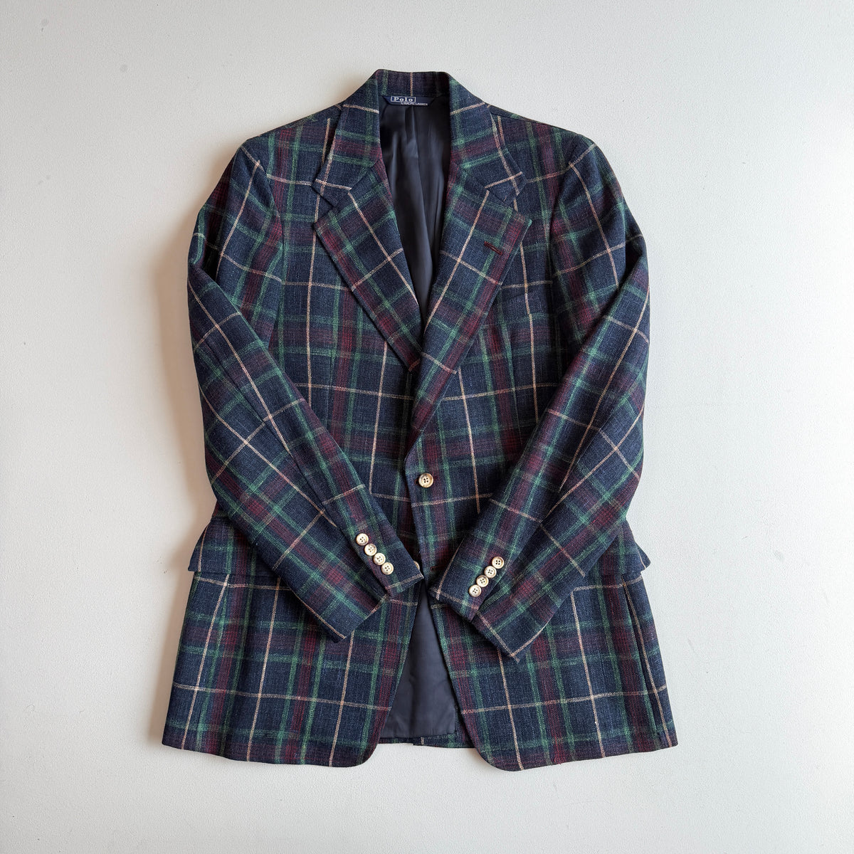 VNTG Polo Ralph Lauren (41L) Wool/Linen Full-Canvas Tartan Plaid Sport Coat
