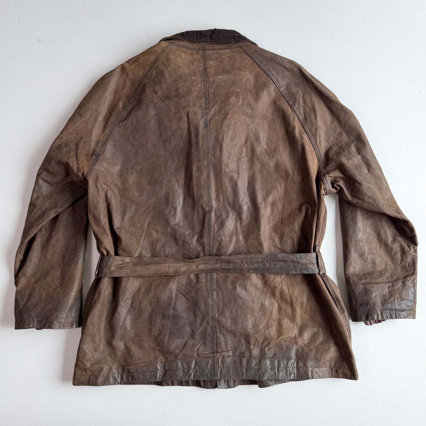 Polo Ralph Lauren (2XL) Leather Raglan Sleeve Belted Cotton Lined Coat