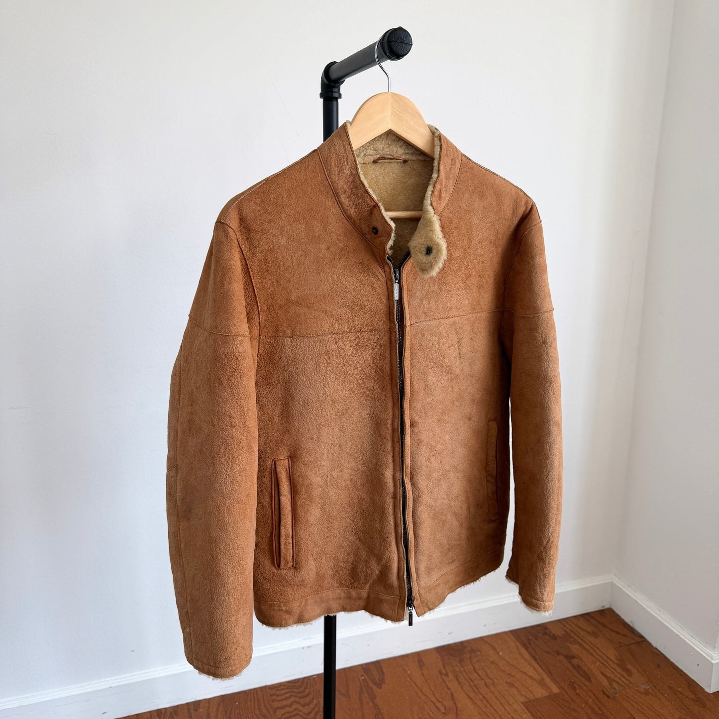 Ermenegildo Zegna (50IT /M) Leather Shearling Tan Bomber Jacket