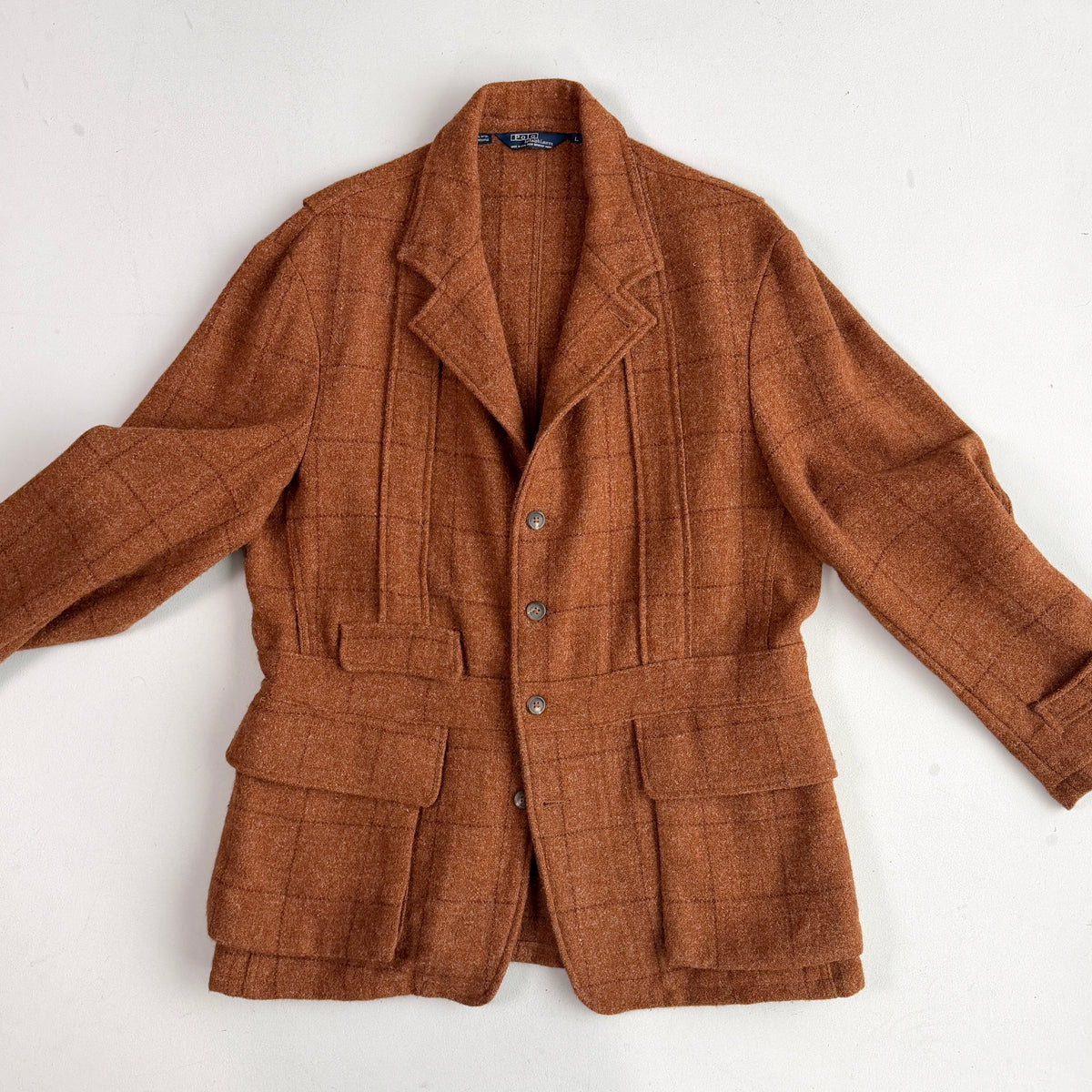VNTG Polo Ralph Lauren (L) Wool Norfolk Rust/Burnt Orange Sport Coat