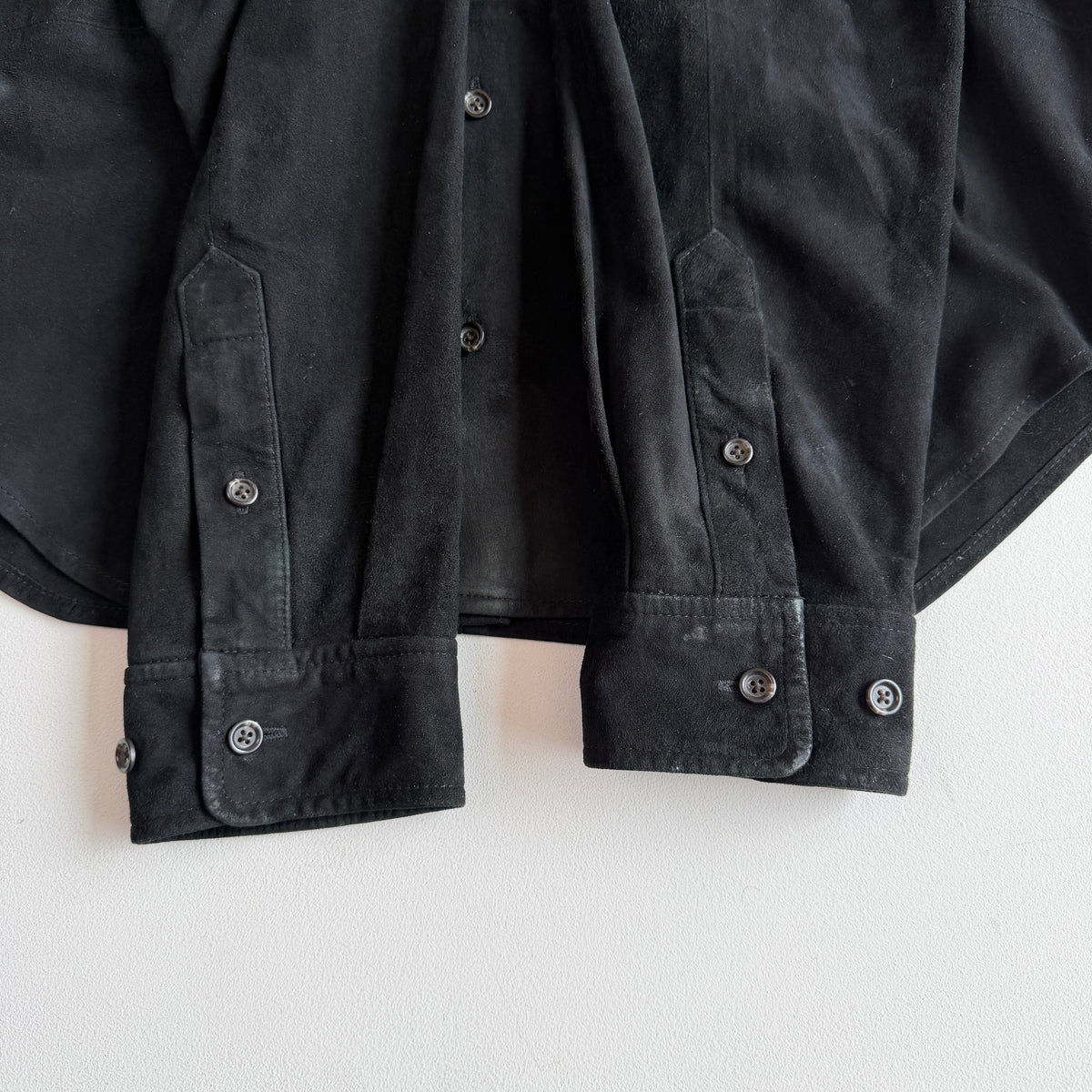 Polo Ralph Lauren (L) Black Suede Leather Button Front Shirt