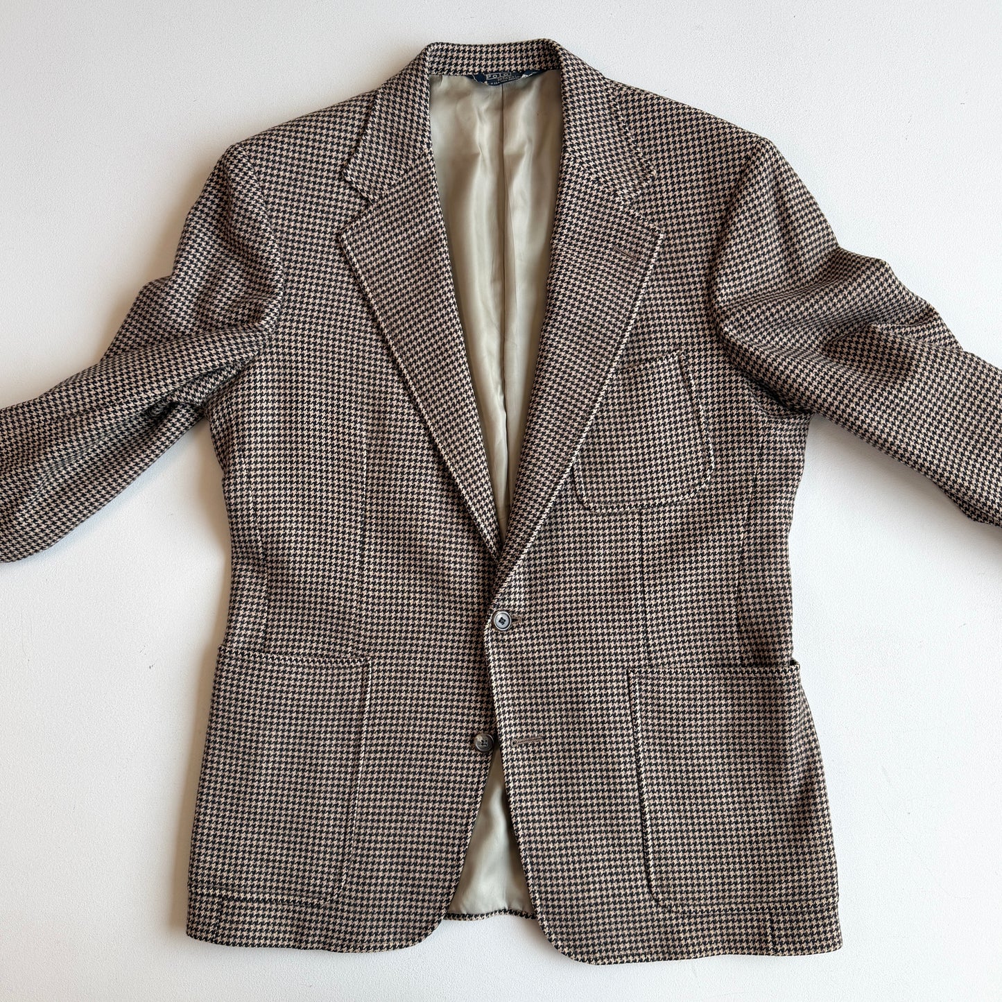 VNTG Polo Ralph Lauren (42R) Wool Houndstooth Brown/Cream Sport Coat