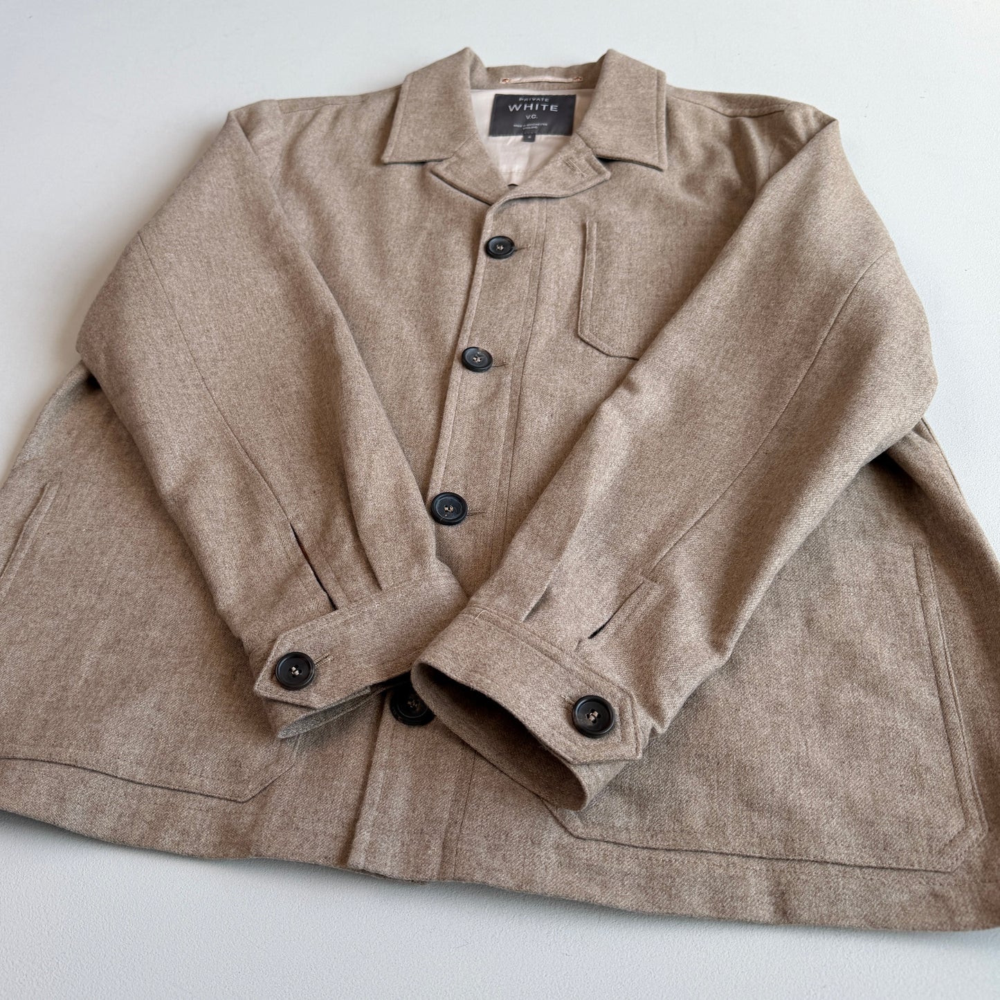 MINT! Private White V.C. (5 / L) "Mayfair Shacket" Oat Wool Jacket Overshirt