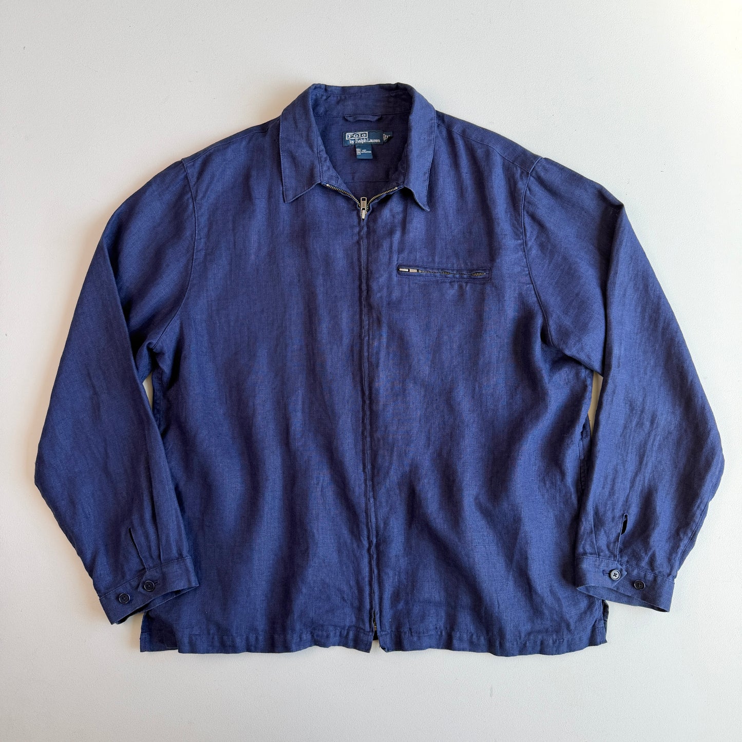 Polo Ralph Lauren (XL) 100% Linen Deep Blue Zip Jacket