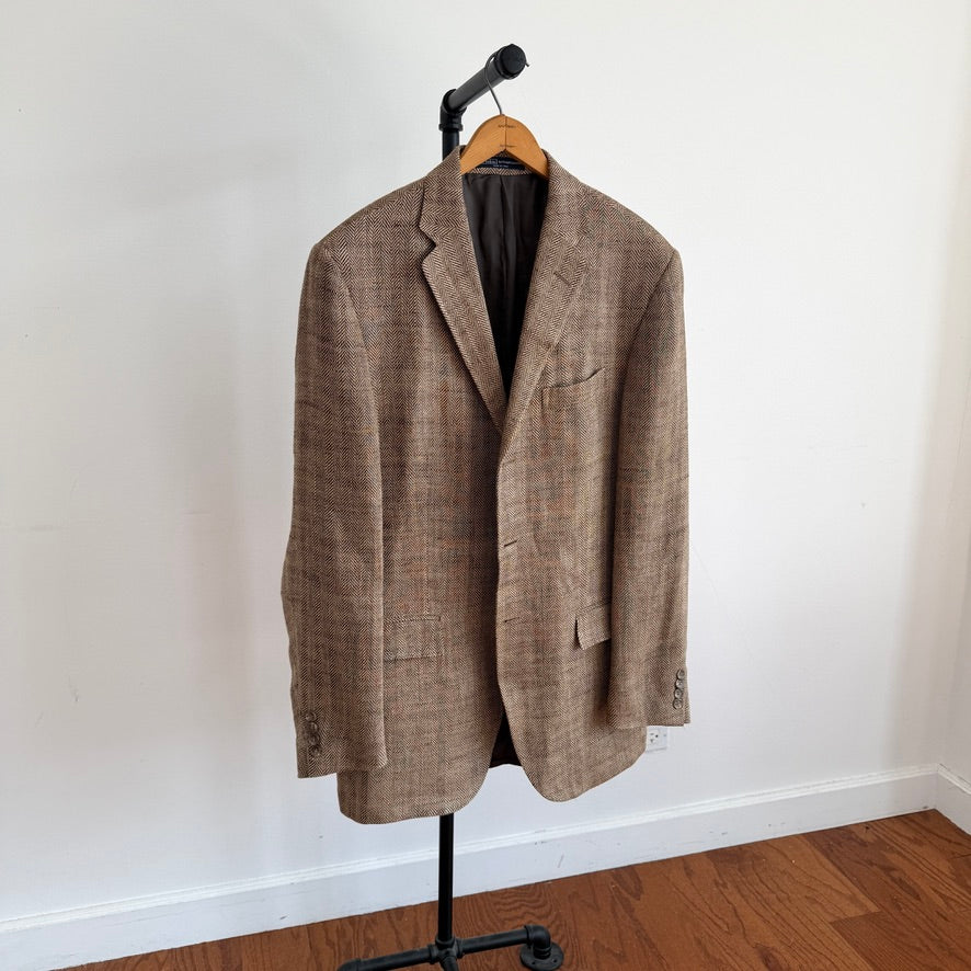 Polo Ralph Lauren (42L) Brown 100% Flax Tweed Herringbone Sport Coat