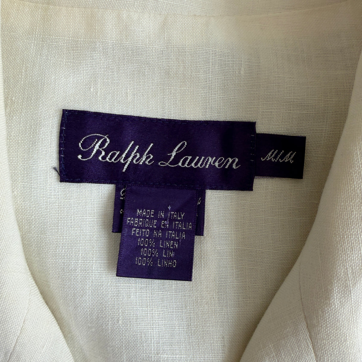 Ralph Lauren Purple Label (M) 100% Linen Ivory Cream Chore Coat Jacket