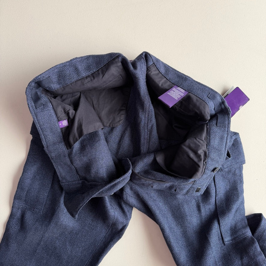 NWT Ralph Lauren Purple Label (36x32) Linen/Wool/Silk Herringbone Cargo Pants