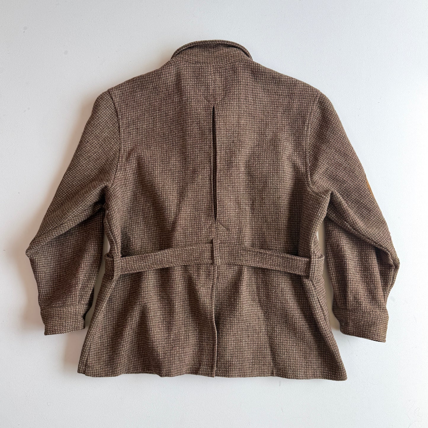 VNTG Polo Ralph Lauren (XL) Norfolk Wool Tweed Belted Melange Jacket Coat