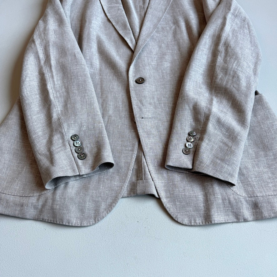 Ermenegildo Zegna (56R) Taupe Linen/Wool/Silk Unstructured Crossover "Shirt Jacket"