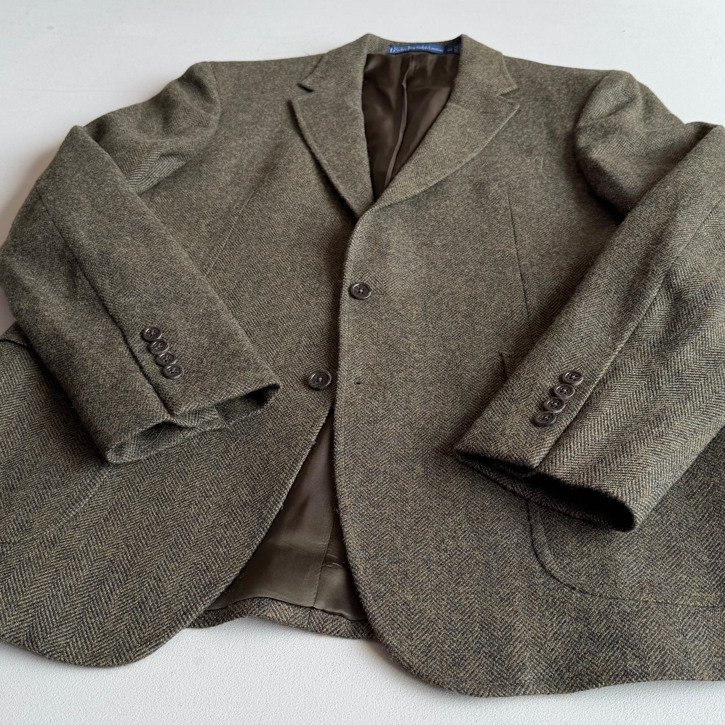 NWOT Polo Ralph Lauren (44L) Olive Green Wool/Cotton Tweed Moon Mill Fabric Sport Coat