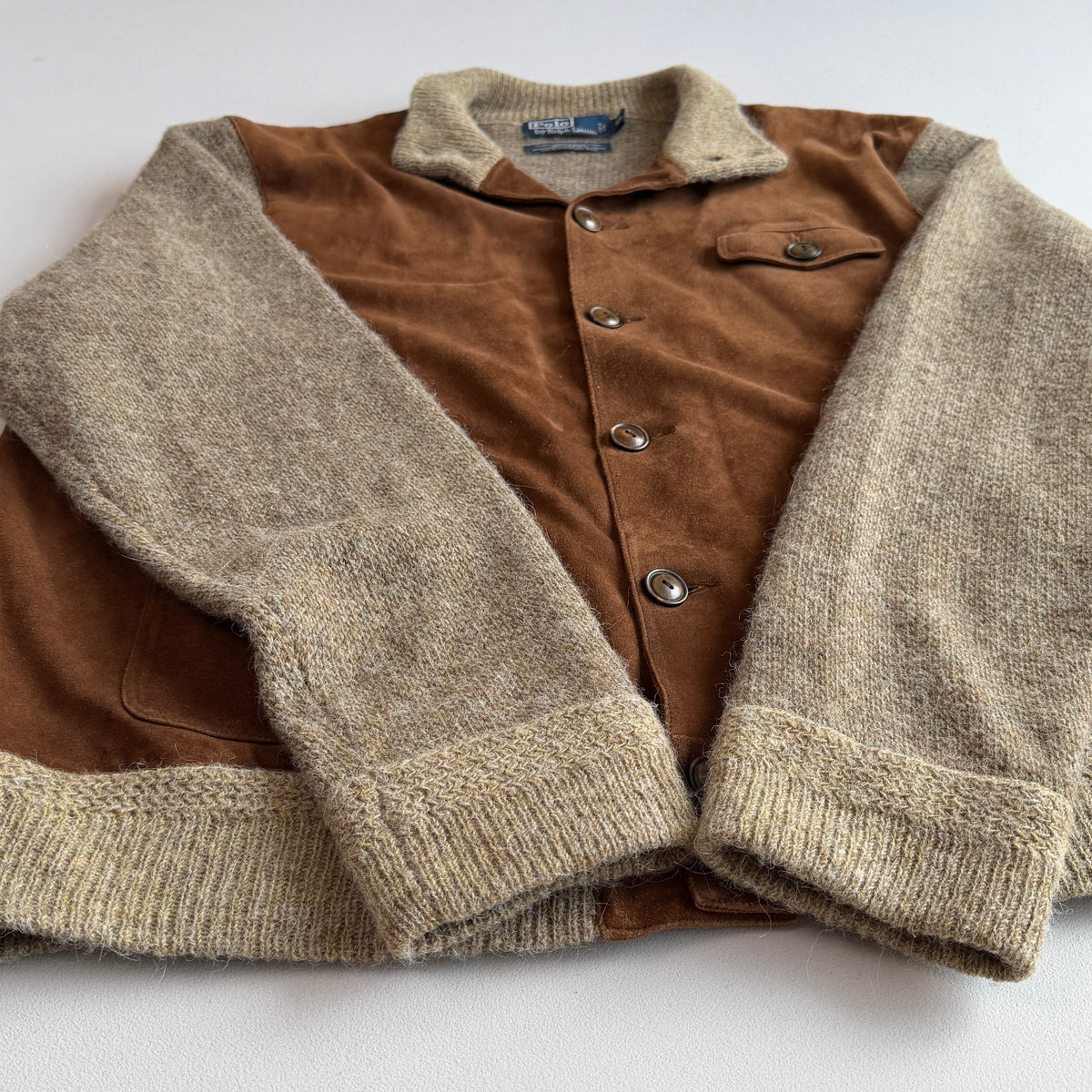 Polo Ralph Lauren (XL) Suede Alpaca/Wool Button Cardigan Sweater