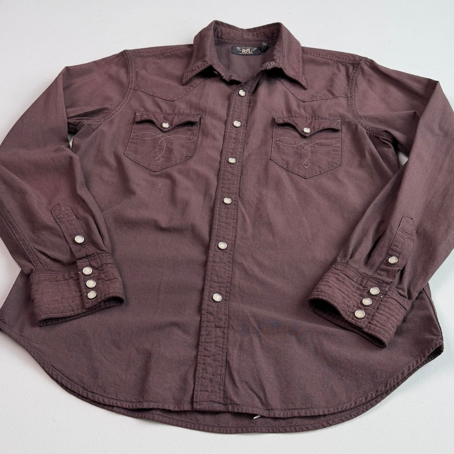 RRL Ralph Lauren (L) Plum Pearl Snap Dyed Western Shirt