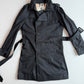 Burberry (54R) Black Poly/Cotton Double Breast Trench Coat