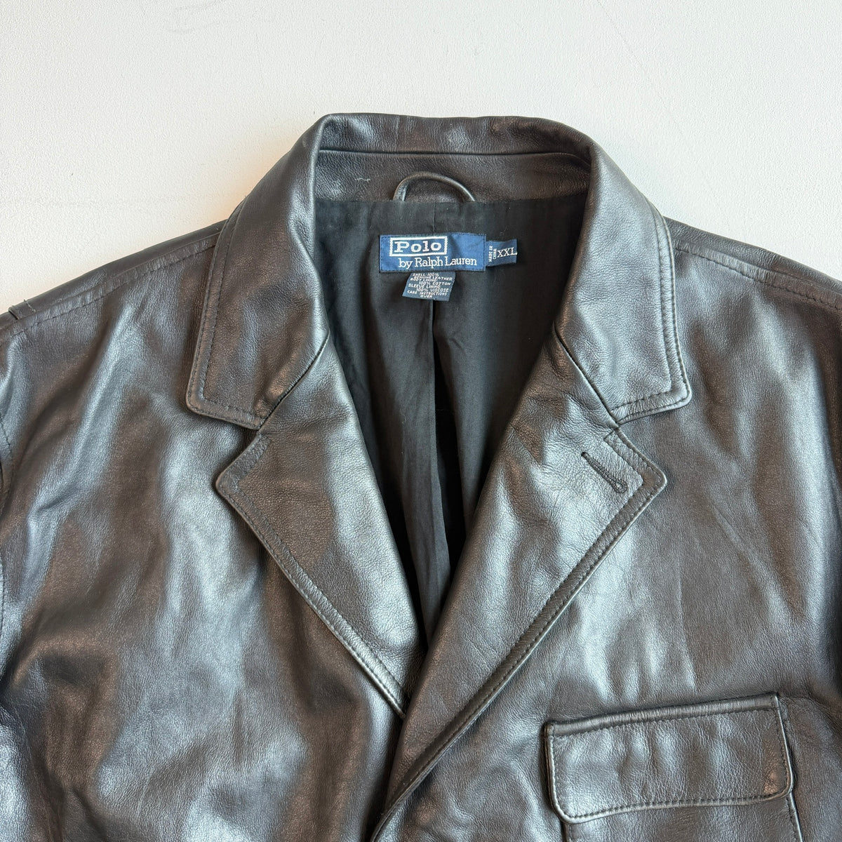 Polo Ralph Lauren (2XL) Black Leather Half-Norfolk Sport Field Coat
