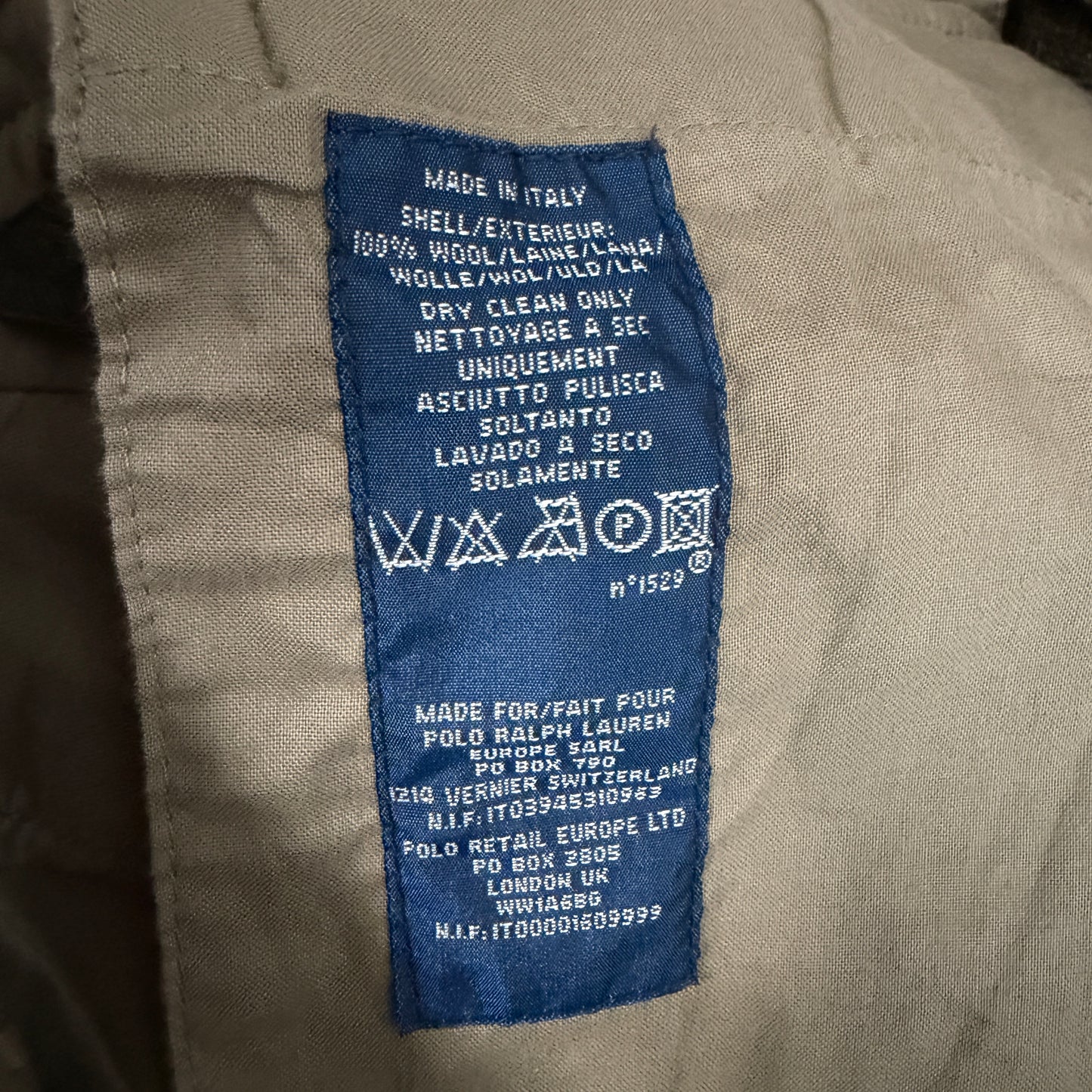 Polo Ralph Lauren (32x30) 100% Wool Tweed Military Green Cargo Pants