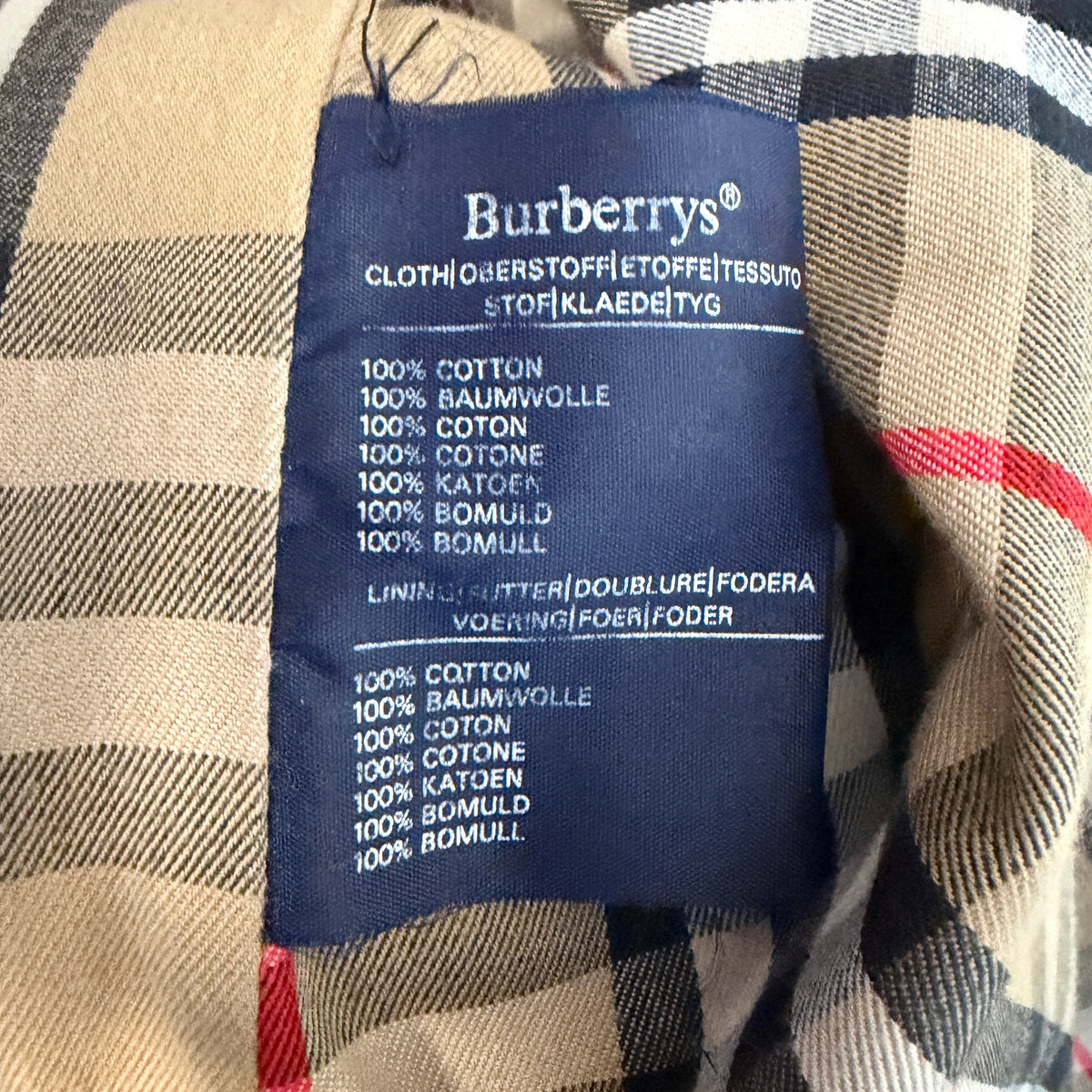 VNTG Burberry (44L) 100% Cotton Gabardine Double Breast Gray Trench Coat